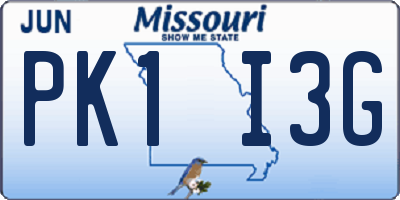 MO license plate PK1I3G