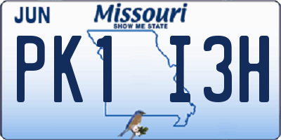 MO license plate PK1I3H