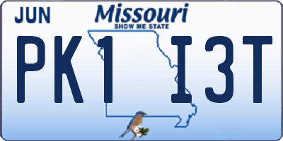 MO license plate PK1I3T