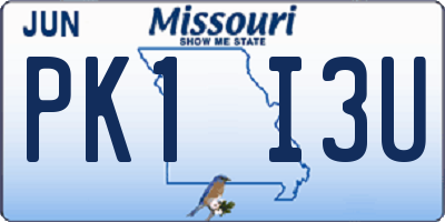 MO license plate PK1I3U