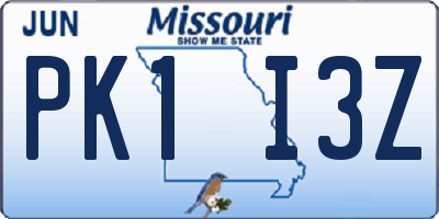 MO license plate PK1I3Z