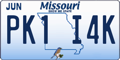 MO license plate PK1I4K