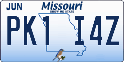 MO license plate PK1I4Z