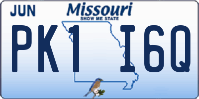 MO license plate PK1I6Q