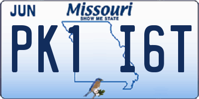 MO license plate PK1I6T