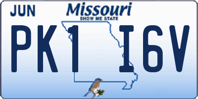 MO license plate PK1I6V