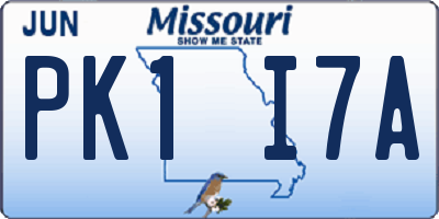 MO license plate PK1I7A