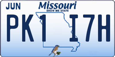 MO license plate PK1I7H