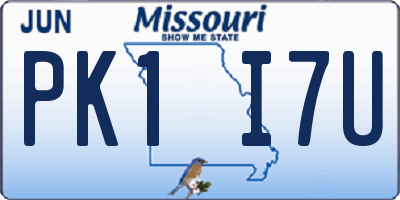 MO license plate PK1I7U