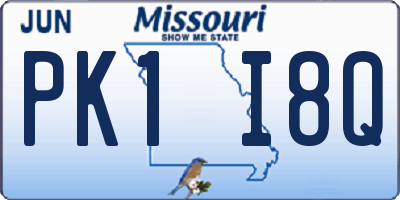 MO license plate PK1I8Q