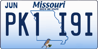 MO license plate PK1I9I