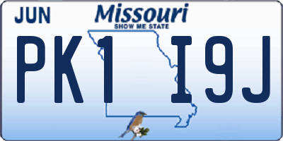 MO license plate PK1I9J