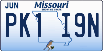 MO license plate PK1I9N