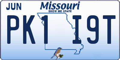 MO license plate PK1I9T