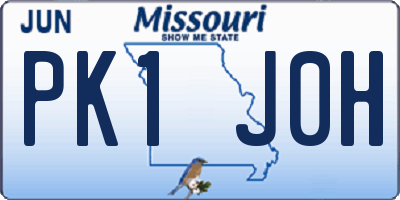 MO license plate PK1J0H