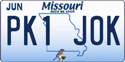 MO license plate PK1J0K