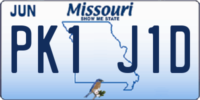MO license plate PK1J1D