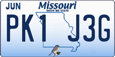MO license plate PK1J3G