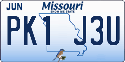 MO license plate PK1J3U