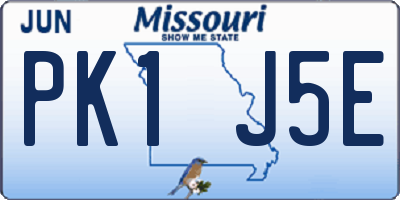 MO license plate PK1J5E