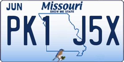 MO license plate PK1J5X