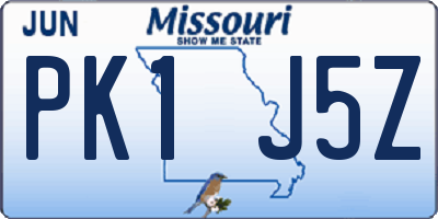 MO license plate PK1J5Z