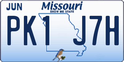 MO license plate PK1J7H