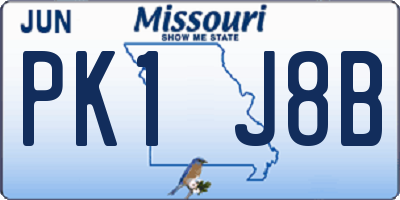 MO license plate PK1J8B