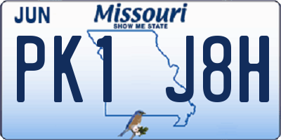 MO license plate PK1J8H