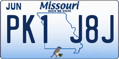 MO license plate PK1J8J