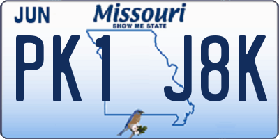 MO license plate PK1J8K