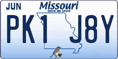 MO license plate PK1J8Y