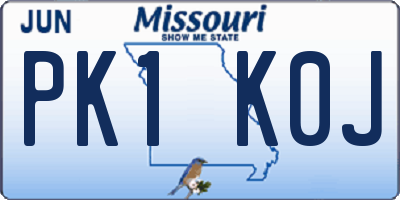MO license plate PK1K0J