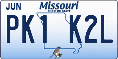 MO license plate PK1K2L
