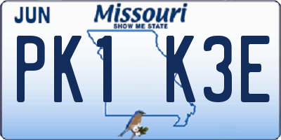 MO license plate PK1K3E