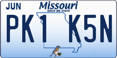 MO license plate PK1K5N
