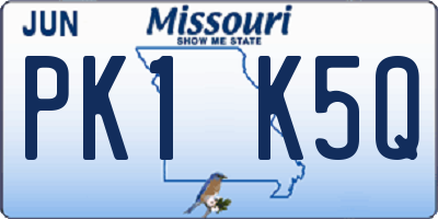 MO license plate PK1K5Q