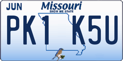 MO license plate PK1K5U