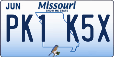 MO license plate PK1K5X