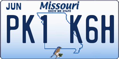MO license plate PK1K6H