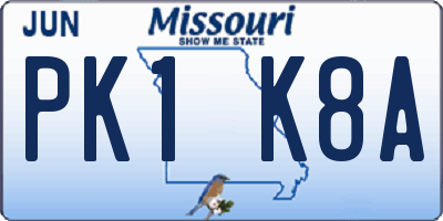 MO license plate PK1K8A