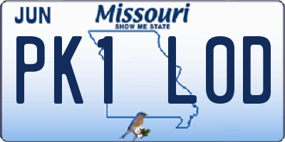 MO license plate PK1L0D