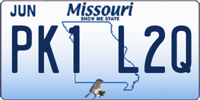 MO license plate PK1L2Q