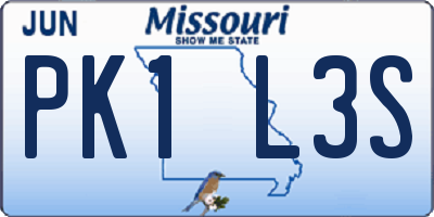 MO license plate PK1L3S