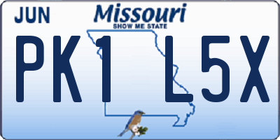 MO license plate PK1L5X
