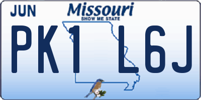 MO license plate PK1L6J