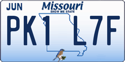 MO license plate PK1L7F