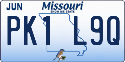 MO license plate PK1L9Q