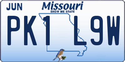 MO license plate PK1L9W