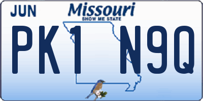 MO license plate PK1N9Q